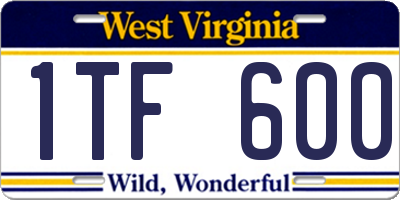 WV license plate 1TF600