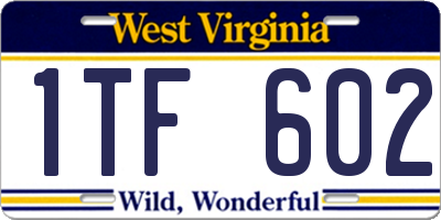 WV license plate 1TF602