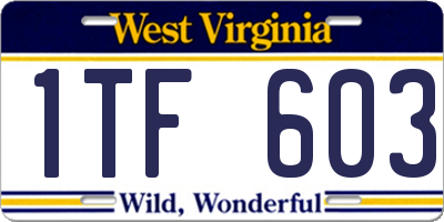 WV license plate 1TF603
