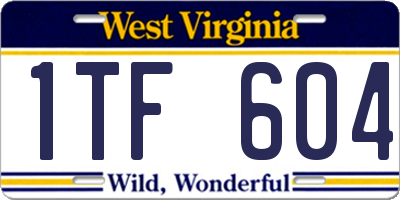 WV license plate 1TF604