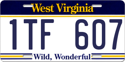 WV license plate 1TF607