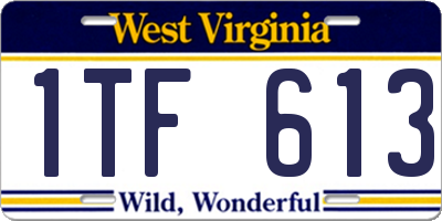 WV license plate 1TF613