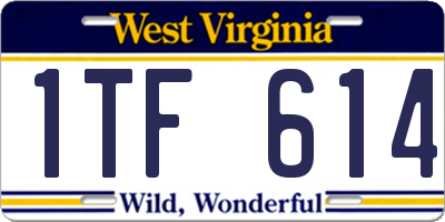 WV license plate 1TF614