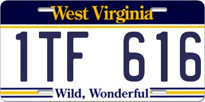 WV license plate 1TF616