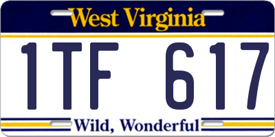 WV license plate 1TF617
