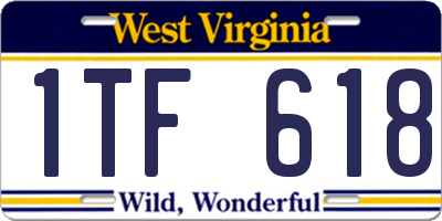 WV license plate 1TF618