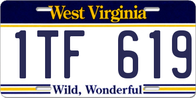 WV license plate 1TF619