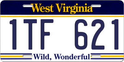 WV license plate 1TF621