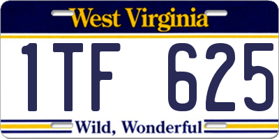 WV license plate 1TF625