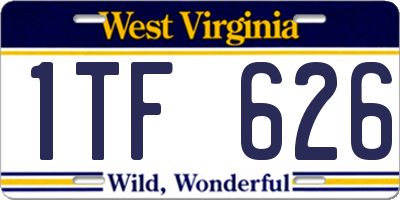 WV license plate 1TF626