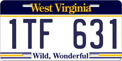 WV license plate 1TF631