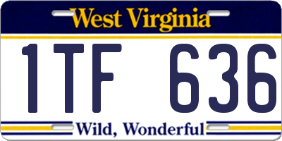 WV license plate 1TF636