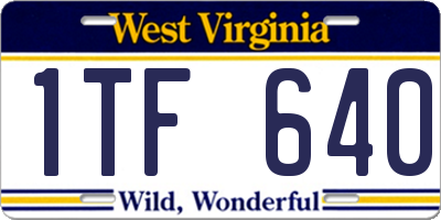 WV license plate 1TF640