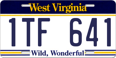 WV license plate 1TF641