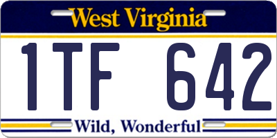 WV license plate 1TF642