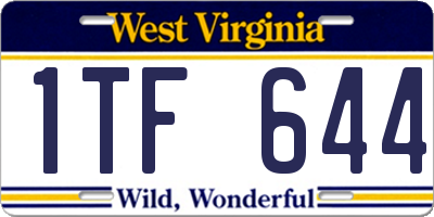 WV license plate 1TF644