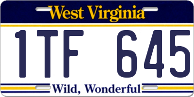 WV license plate 1TF645