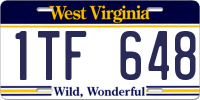 WV license plate 1TF648