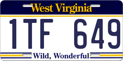 WV license plate 1TF649