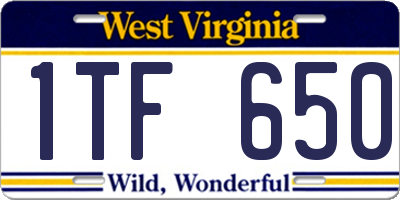 WV license plate 1TF650