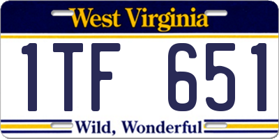 WV license plate 1TF651