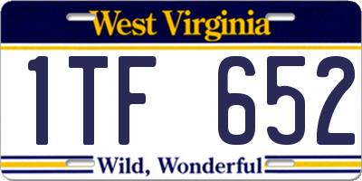 WV license plate 1TF652