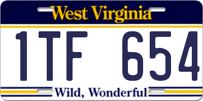 WV license plate 1TF654