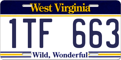 WV license plate 1TF663