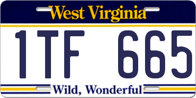 WV license plate 1TF665