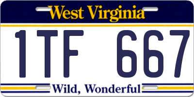 WV license plate 1TF667