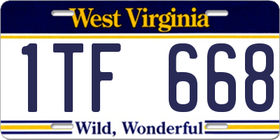 WV license plate 1TF668