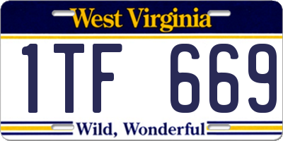 WV license plate 1TF669