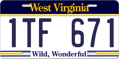 WV license plate 1TF671