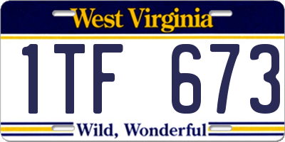 WV license plate 1TF673
