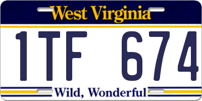WV license plate 1TF674