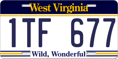 WV license plate 1TF677