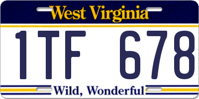 WV license plate 1TF678