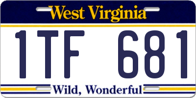 WV license plate 1TF681