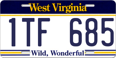 WV license plate 1TF685