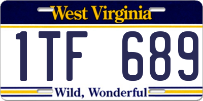 WV license plate 1TF689