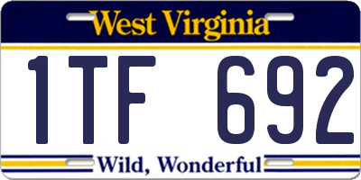 WV license plate 1TF692
