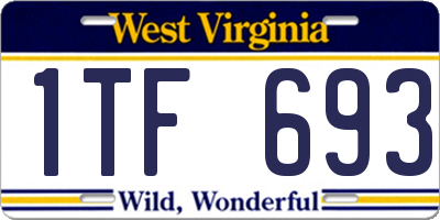 WV license plate 1TF693