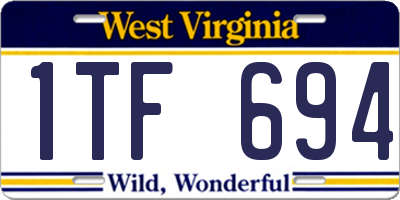 WV license plate 1TF694