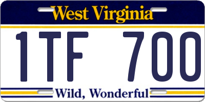 WV license plate 1TF700