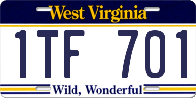 WV license plate 1TF701