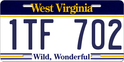 WV license plate 1TF702