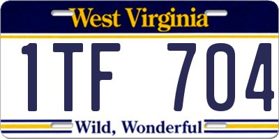 WV license plate 1TF704