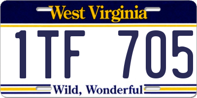 WV license plate 1TF705