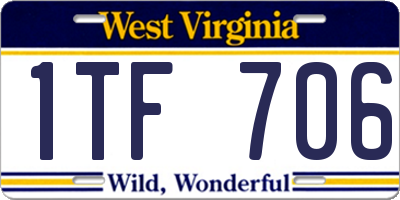 WV license plate 1TF706