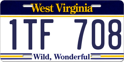 WV license plate 1TF708